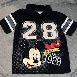 Disney Mickey Mouse Kids Polo Shirt | Black Varsity Style | Size 5T | Like New